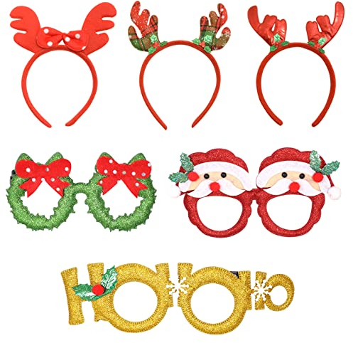 3 PièCes Bandeaux De NoëL Et 3 PièCes Lunettes De NoëL Sparkling DrôLe Lunettes De FêTe De NoëL Et Le Mignon Serre-TêTes De NoëL Pour Accessoires Set NoëL Cadeaux De FêTe Et DéC Orations Pour NoëL -B