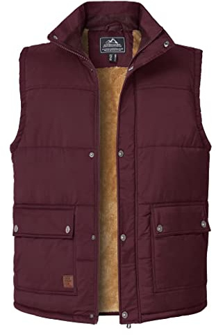 MAGCOMSEN Mens Gillets Jackets and Body Warmers Fleece Lined Winter Gilets Work Body Warmers for Men Windproof Warm Sleeveless Coat for Outdoor Fishing Hiking Hunting Red