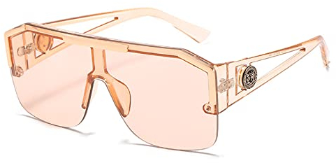 Dollger Vintage Flat Top Sonnenbrille groß Herren Damen Schwarz Quadratisch Halbrandlose Brille Rechteckige Sonnenbrillen mit Flachem Oberteil UV 400