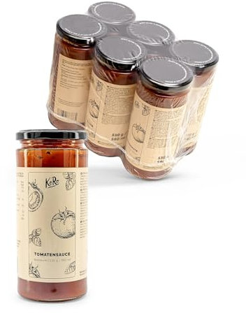 KoRo - Sauce tomate au basilic 6 x 530 g - de l'Italie - Parfaite pour les pâtes et la pizza - Sans additifs - Vegan