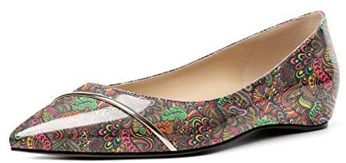 Elashe Damen Ballet Flats Spitze Flache Schuhe 2cm Slip On Low Heel Pumps Bequeme Hochzeit Schuhe Blume Rot EU39