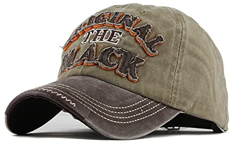 YULOONG Vintage Baseball Cap Stickerei SCHWARZ Washed Denim Trucker Cap 100% Baumwolle Sonnenhut für Männer Frauen Verstellbare Größe Khaki