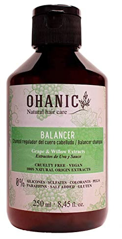 Ohanic Balancer Professional Balancer Shampoo 250 ml, vegan und Cruelty free. Sulfatfrei. Pflege von normalem Haar und fettigem Haar. 100 % natürlicher Trauben- und Weidenextrakte.