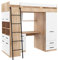 BIM Furniture Hochbett Level L 200x90 cm Etagenbett Schlafzimmer-Sets Kinderbett Schreibtisch Kleiderschrank Kinder Möbel Set Linke Seite (Sonoma Eiche/Weiß)