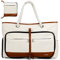 Lekespring Strandtasche Damen Groß mit Reißverschluss, Vielseitiger Damen Shopper Badetasche Saunatasche Reisetasche Tote Bag für Strand Reisen Einkaufen Sport u.Arbeit (Beige)