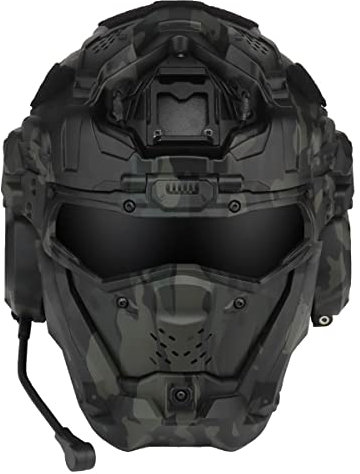 WLXW Tactical Assault Helmet II Mit Maske Headset Fan Nachtsichtgerät Military Hunting Paintball Airsoft Zubehör Ausrüstung Gear,Bcp