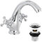 Victoria 662WCR Robinet d'évier de salle de bain avec bouchon pop-up à double levier croisé en laiton chromé col de cygne