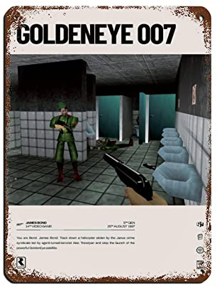 FABIVA GoldenEye 007 (1997) Videospiel-Poster, Blechschild, Vintage, Metall, Pub, Club, Café, Bar, Zuhause, Wandkunst, Dekoration, Poster, Retro, 30 x 40 cm