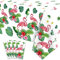 4 Pack Flamingo Tischdecke Hawaiian Luau Tischdecken für Party Dekoration Tropische Flamingo Tischdecke Rechteck 86x51 Zoll Party-Tischdecken mit Farmtier-Thema für Kuh-Geburtstags-Partyzubehör