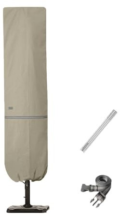 Garden Balsam Housse de parasol de terrasse avec tige pour parasol de 2,1 à 3,3 m et parasol double face de 4,6 m, résistante à la décoloration, housse de protection imperméable avec fermeture éclair,