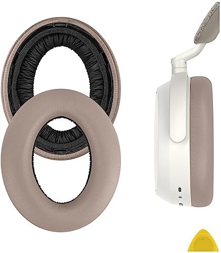 Geekria QuickFit Replacement Ear Pads for Sennheiser Momentum 4 Wireless Over-Ear Headphones Ear Cushions, Repair Parts (Brown)