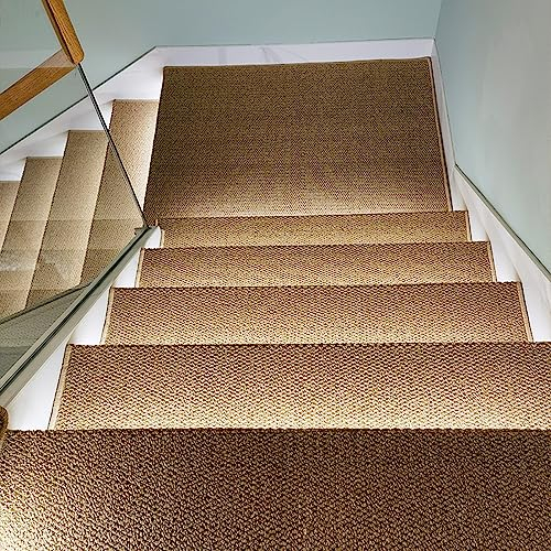 Stufenteppich Selbstklebend Sisal Erscheinungsbild Anti Rutsch, Treppenstufen Matten Eckig Einzeln, Carpet Stair Treads Mats für Hartholzböden, Stufenmatten Innen für Kinder äLtere und Hunde ( Color :