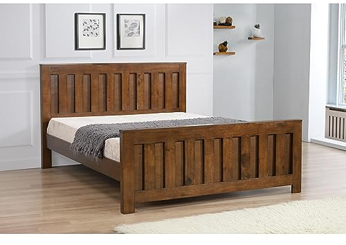 Kelsey Stores Maxfield Chunky Solid Wood 4FT6 Double 5FT King Size Bed Frame In Rustic Oak (4FT6 Double)
