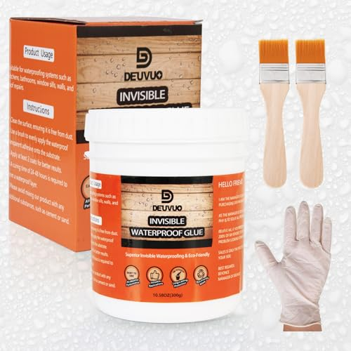 Deuvuo Transparent Waterproof Coating Agent, Anti-leakage Invisible Sealant for Bathroom, Kitchen, Garden, Roofs, Walls - Insulation Polyurethane (300g)
