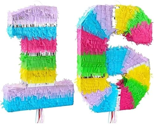 Playflip Pinata Zahl 16 bunt Pastell 16. Geburtstag