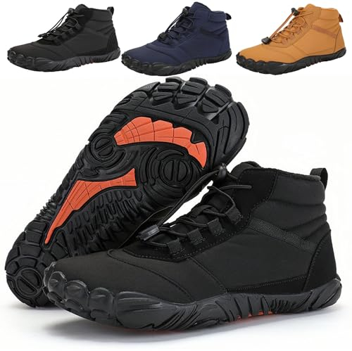 JYEVERC Men's Winter High-Top Athletic Trail Running Shoes, (Black, Size: 40 EU / 6.5 UK)