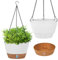 Evoio 2 Pack Hanging Plant Pot, 25CM Self Watering Flower Pots Hanging Baskets for Plants Flowers with Visible Water Level Tray Drainage Holes Removable Tray for Indoor Outdoor Plants(White)