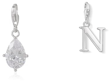 THOMAS SABO -Clasp Charms 925_Sterling_Silber 1848-051-14 & Damen Charm-Anhänger N Buchstabe Charm Club 925 Sterling Silber 0188-001-12