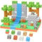 JauniQ Magnetische Bausteine Plus 100 Teile, Magnetisches Spielzeug Blöcke, Build Mine Magnete Welt World Set, STEM Montessori Spielzeug, Konstruktion für Jungen und Mädchen im Alter von 3-8