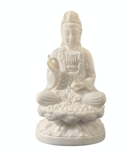 Hormsdar Elfenbeinfarbene Guan-Yin-Statue, Kwan-Yin-Skulptur für Zuhause, Büro, Auto, Feng Shui-Dekoration und durchdachtes Zen-Ornament, Geschenk