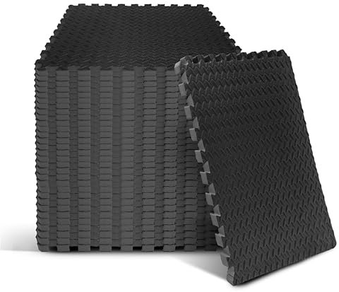 Yes4All Dickere Eva-Schaum-Puzzle-Übungsmatten für Zuhause, Fitnessstudio, Workout, 1,9 cm, ineinandergreifende Bodenfliesen für Fitnessgeräte, Schwarz, 30 m²