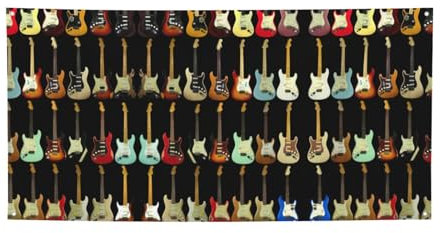 Geburtstagsparty-Banner, Themenspiele, Partyzubehör – ideal für Halloween und Weihnachten, Kunst-Gitarrenmuster
