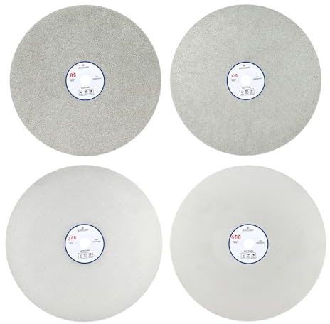 SCOTTCHEN Diamond Flat Lap Wheel 8 x 1/2 Arbor Grinding Sanding Disc Lapping Polishing Disc,80/120/240/600 Grit-4pcs