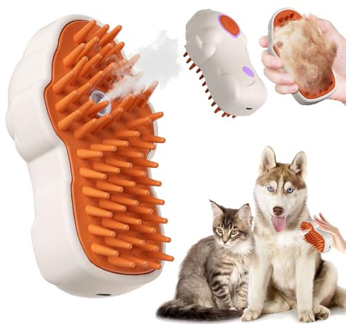 3 In 1 Spazzola a Vapore per Gatti, Spazzola Gatto Per Massaggio Multifunzionale Per Animali Domestici Cani E Gatti Rimuovere Grovigli e Peli Sciolti
