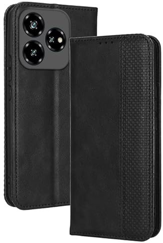 RankOne Flip-Lederhülle handyhülle für ZTE Blade V60 Vita (6.6 Inches) Schwarz