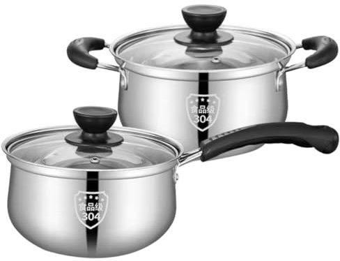 CRILSTYLEO Casserole Acier Inoxydable Antiadhésive Pour Soupe Et Lait Pot Avec Couvercle Pour Cuisine Et Restaurant