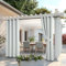 MIULEE Outdoor Vorhang 2 Stücke Outdoorvorhänge Wetterfest mit Ösen, Blickdicht Sonnenschutz Wasserdicht Outdoor Außen Gardine für Garten Terrasse Pavillon Veranda Balkon B 132 x H 275 cm Grau-Weiß