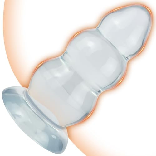 BDSMAGE Tapón anal extragrande, Diámetro 9.3 cm plug anal consolador, Dildo Anal Plug Dilatador Plug Anales, dilatador anal con 3 bolas anales, Juguetes Anales Plugs (Transparente)