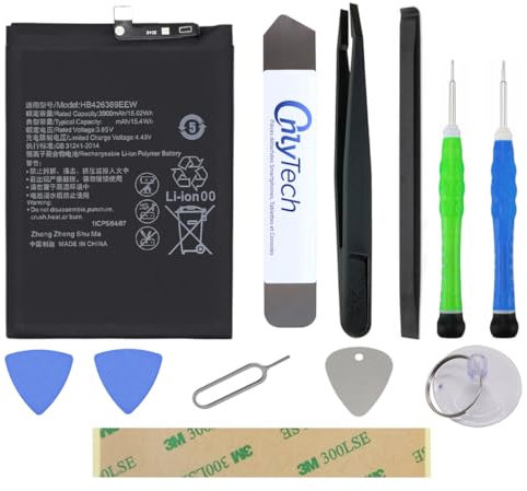 OnlyTech HB426389ECW - Kit de reparación para Huawei Honor 9X / Honor 20 Lite / Psmart Z - 4000mAh - Calidad idéntica con 10 herramientas y adhesivo