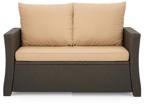 Setgarden® Bankauflage - Outdoor sitzkissen für Gartenbank für polyrattan- Polster Auflage Outdoor - Bankpolster Auflage für Hollywoodschaukel Rattan Sitzbank (Beige, 110x60x50cm)