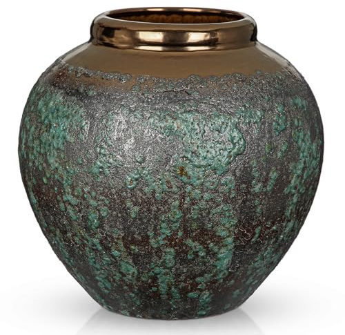 Rustikale Keramikvase Handgemachte im Landhausstil Vintage Keramikvase aus Terrakotta Tischvase aus Keramik für Zuhause, Büro, Wohnzimmer, Tisch, Regal oder Kaminsims, Hohe 30cm