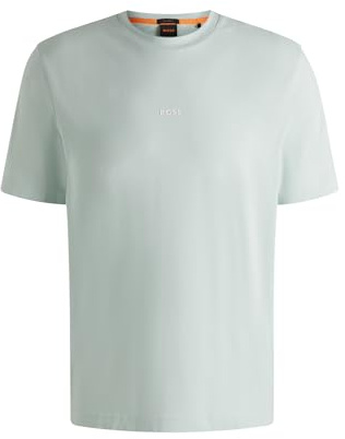 BOSS Herren TChup T-Shirt aus Stretch-Baumwolle mit Logo-Print Hellblau L