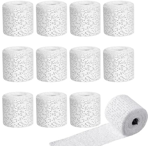 SGZIOO 12 Rollos Vendas de Yeso, 5 cm x 2,7 m Vendas de Escayola, Vendas de Escayola Manualidades, Blanco Venda de Escayola, Venda de Yeso para Hacer Moldes del Cuerpo Cara Arte Creativo