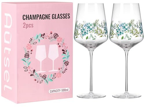 Autsel Weingläser Set 2Er (500 Ml) • Geschenke für Frauen • Kratzfeste Weingläser • Weinglas Personalisiert • Zeitlose Gläser für Weißwein • Personalisierte Geschenke