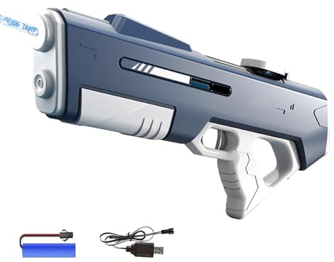 EagerMinds Wasserpistole Elektrisch für Erwachsene Kinder, Automatische Wasserpistole mit 500ml Wassertank, Wasserdicht, Batteriebetrieben für Pool, Strand, Outdoor-Partys (Blau)