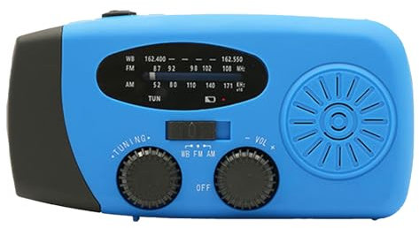 Radio Portátil de Am FM Onda Corta - Radiofonía Meteorológica Portátil, Radio Manivela Solar y Pilas, Radiofonía Emergencia con 2000mAh Power Bank, Teléfono Cargador, Linterna, Emergencia Equipo