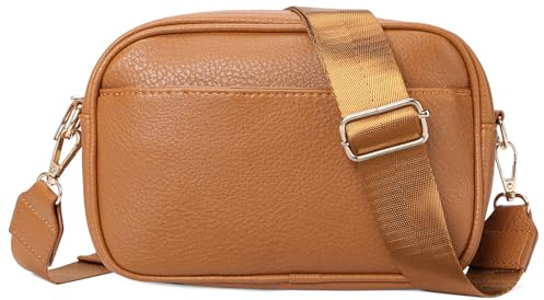 GAEKEAO Crossbody Bags for Women Small Genuine Leather Shoulder Bag, Cross Body Bag with Wristlet Top Zipper
