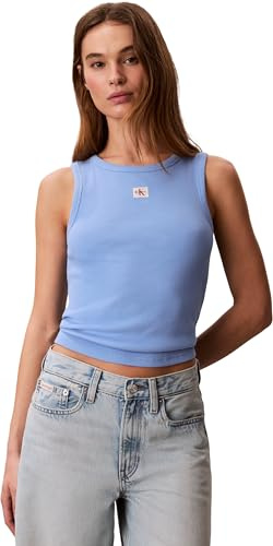 Calvin Klein Damen Tank Top Woven Label Cotton Rib mit Logo