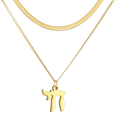 LIKGREAT Hebräische Chai Halskette Jüdisches Lebenssymbol Halskette Religiöser Jüdischer Segens Amulett Schmuck Israel Chanukka