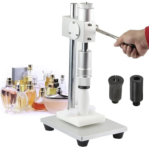 RSQQL Manual Perfume Capper, 2in1 Aluminum Spray Bottle Caps Crimper & Perfume Collar Sealing Machine,Height Adjustable Bottle Crimping Machine(15mm)