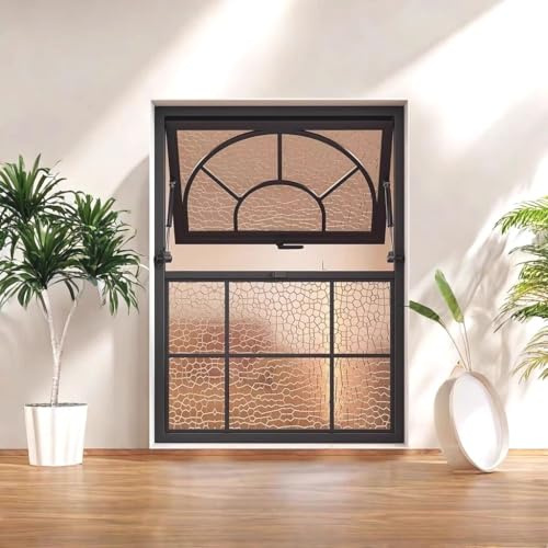 LLYLAFDC Ventana Ventanas Correderas De Aleación De Aluminio con Vidrio Templado, para Decoración De Cobertizo Decorativa Enrasada Giratoria(Balck-2,50 * 80cm/19.6 * 31.5in)