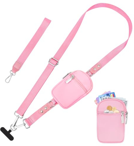 ONEKERUN Handyband zum Umhängen Einstellbar Handykette Universal Handy Band für Handyhülle Breit Phone Lanyard mit 2 Patches, 1 Stück Halsband, 1kurz handgelenk, 1abnehmbar Tasche