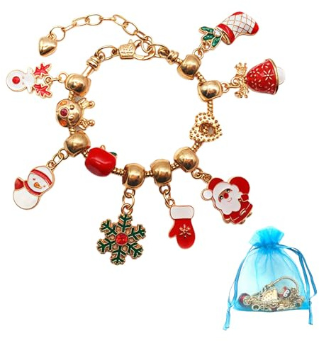VYNZOR Adventskalender Mädchen mit 10 Weihnachts Charms, Adventskalender Teenager Mädchen DIY Schmuck Set mit 1 Armbändern und Samtbeutel, Geschenk für Kinder Mädchen Weihnachtszeit