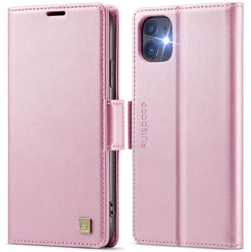 Teeirllim Hülle für iPhone 11 Handyhülle, RFID-Blockierung, Premium PU Leder, Kartenfach Klappbar Tasche Flip Case, Klapphülle Schutzhülle für iPhone 11, Rosa