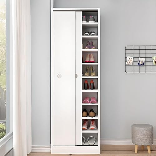 Hochschrank Schuhschrank aus Holz mit 2 Schiebetüren für Eingang und Garage (Den ge 120x40x120 cm; Warmweiß 61x40x180 cm) - Stilvolle Aufbewahrungslösung