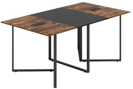 GIANTEX Konferenztisch 180 x 100 cm, Großer Besprechungstisch für 6 bis 8 Personen, rechteckiger Bürotisch mit 2 Kabeldurchlässen, Metallgestell, Traglast 120 kg, für Besprechungsraum & Büro